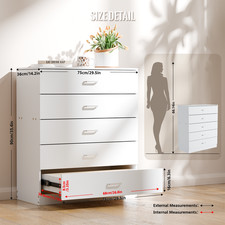 Modern White 5 Drawer Chest