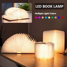 Wooden Folding USB Rechargeable LED Book Lamp Night Light Touch Color Changing