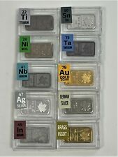 10 x 1 Gram Periodic Element Metal Maple Ingots SILVER TANTALUM NIOBIUM INDIUM