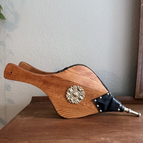 Vintage wood leather studded - &,