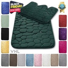 Diamond  Bath Mat Set Pedestal Non Slip Super Soft Toilet Bathroom Rug 2 Pieces