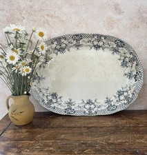 X Large Blue & White Meat Plate /Platter 46x32cm Staffordshire Windsor Floral