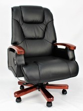 Genuine Leather Full Recliner Executive Office Chair Superb Quality Black Swivel