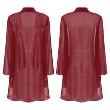 UK Womens Chiffon Cardigans Open Front Loose Long Sleeve Shrug Bolero Cover Up
