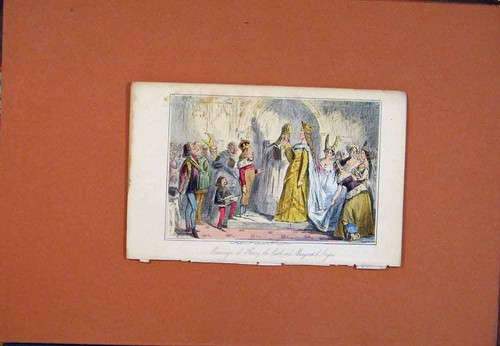 Original old antique print - old,
