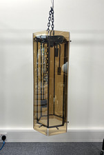 Large Coach House Hanging Ceiling Light with Amber Glass H78cm/W28cm RRP £595