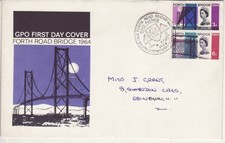 GB Stamps First Day Cover Forth Road Bridge Opening, engineering, railways 1964