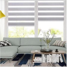 SMONTER Easy Fix Zebra Roller Blind,Day and Night Blinds Curtains with Install