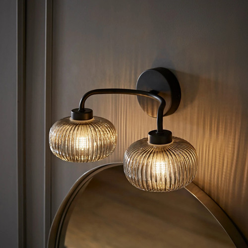 Matt black wall light fitting - black,