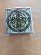 Glass box For Rings Broaches Mirrored Bottom Celtic Design