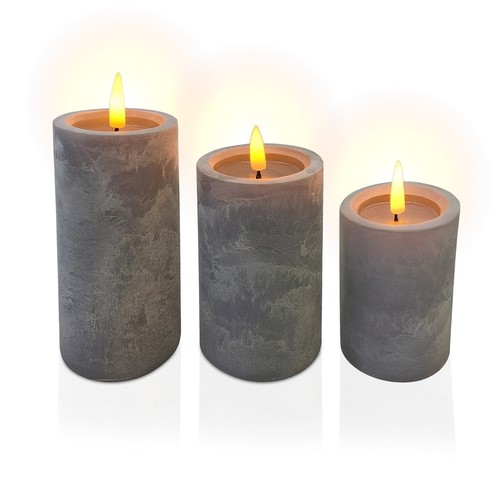 Led pillar block candles - led,