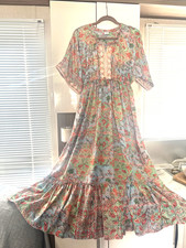 NWOT LAGENLOOK BOHO GYPSY DRESS KIMONO MAXI ALINE  MULTI FLORAL FS 16 EMBROIDERY