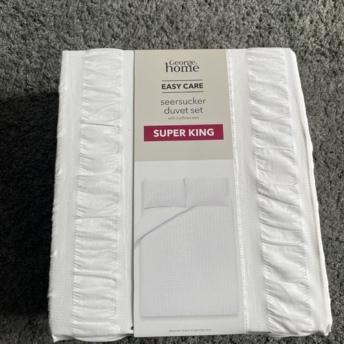 Asda white seersucker duvet - white,