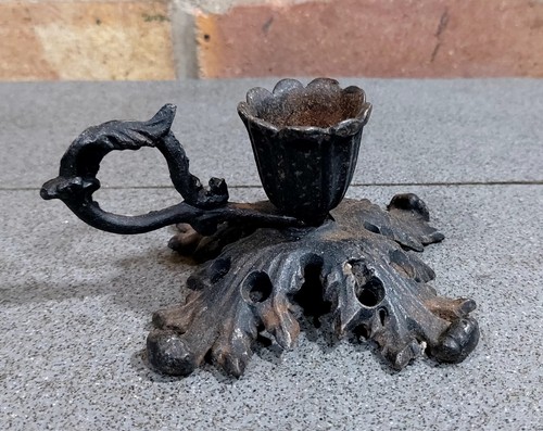 Cast iron candle holder - candle, art