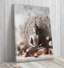 Buddha sculpture with candles