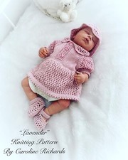 “Lavender” Dress Knitting pattern for Reborn doll 16 -22” or 0-3 Mth Old Baby