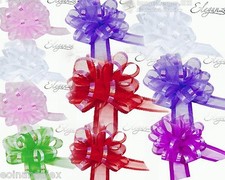 50mm Large Organza Pull Bows Wedding Car Pew Birthday Party Florist Ribbon 