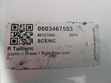 RENAULT SCENIC Tail Light Rear