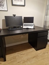 Ikea Malne Black/brown desk, 1 draw and cabinet with shelf. 140cm x 65cm x 73cm