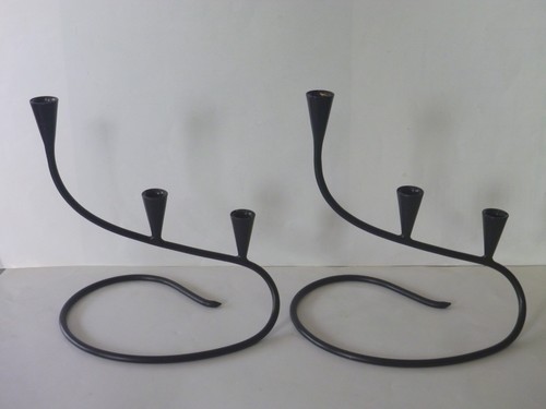 Black metal candle - black, holder