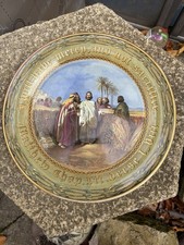 Large FINE VICTORIAN COLOURED PRATTWARE Christ In The Cornfield Bread Plate 33cm