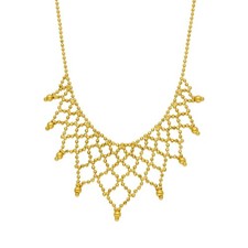 Ladies 9ct Yellow Gold Festoon Necklace - 17" - 8.2g