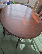 Antique Edwardian oval oak gate leg  table with barley twist legs