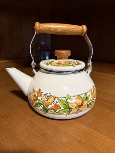 Vintage enamel teapot - vintage,