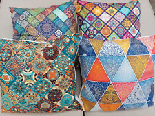 4 Geometric Patchwork Sofa Cushions 45 x 45cm Throw Pillows Mandala inc INSERTS