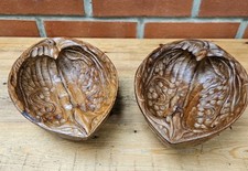 Pair Vintage Handcarved Walnut