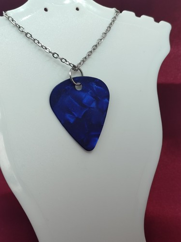 Guitar pick necklace blue - guitar,
