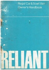 RELIANT REGAL 3/25 SALOON & 5 cwt VAN 1962-68 ORIG. OWNERS INSTRUCTION HANDBOOK