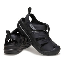 CROCS  YUKON FISHERMAN BLACK CLOGS Sandals VEGAN LEATHER  Men US Size 9-13 RARE