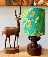 Retro Jazzy  Groovy 15 cm w Lampshade In Green Orange  70s 60s  Vintage Fabric