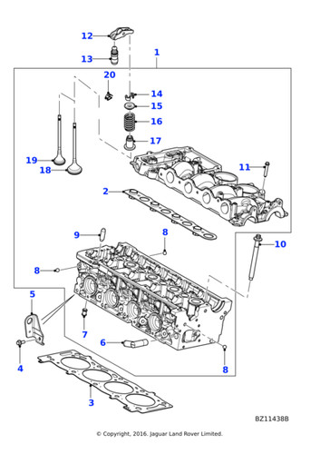 Jaguar cylinder head gasket - head,