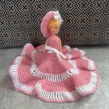 Vintage Knitted Dress Toilet Roll Holder Doll