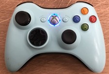 Fully Refurn'd Microsoft Xbox 360 Baby Blue Wireless Gamepad Custom Blue LEDs