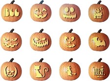 12Pcs Halloween Stencils Card Craft Pumpkins Party Props Scary Outdoor Decor