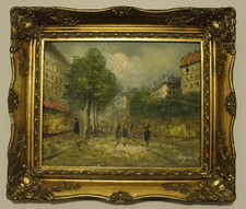 Vintage Paris Street Scene Oil