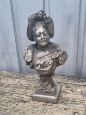 Silver Solid Cast Metal Art Nouveau Bust of Lady