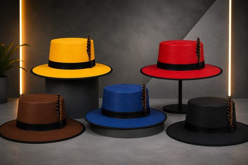 Genuine leather flat brim - genuine,