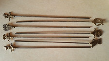 Set of Seven x Vintage Brass Headed Steel Meat Skewers, Shish Kebab/BBQ, 37 cm