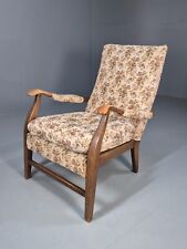 Vintage Lounge Chair Floral Cotton Wood Frme 1950s Cintique Retro EB8455 MNOR