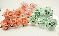 5x  Mulberry paper Roses Flowers  5cm large varied colours card making Wedding