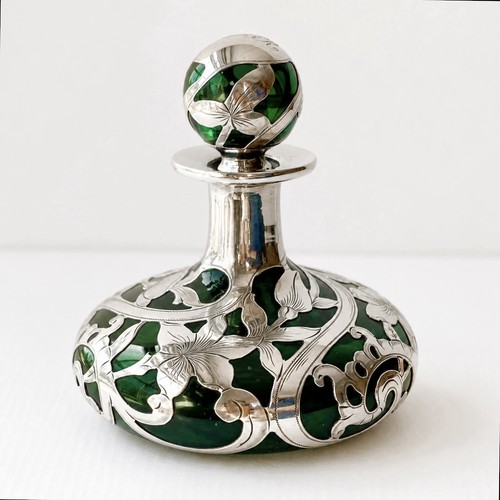 Art nouveau silver overlay - art,