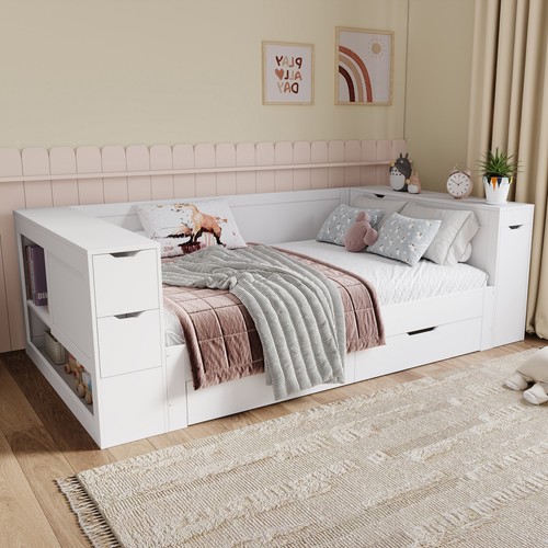 3ft single bed wooden daybed - wooden,