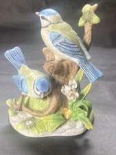 Alfretto Porcelain Blue Tits Garden Birds Figurine Excellent Condition
