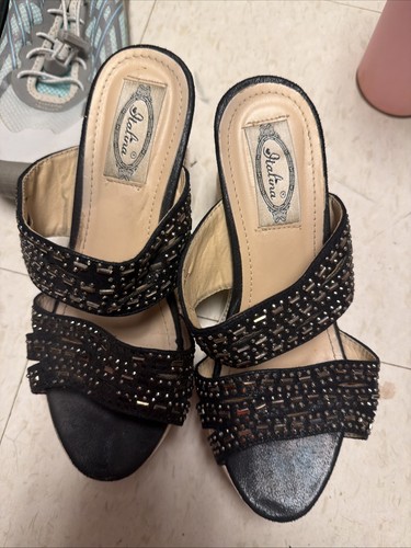 Italina black wedge studded - italina,