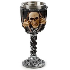 Skull With Chains Goblet Chalice Gothic Wine Stainless Steel Cup Holder Home