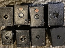 8 Box Cameras, Agfa, Brownie 0, 2 & Hawkeye Sold As Seen